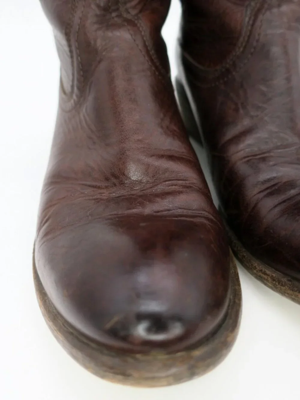 Frye Brown Leather Mid-Calf Heeled Boots - Picture 8 of 12